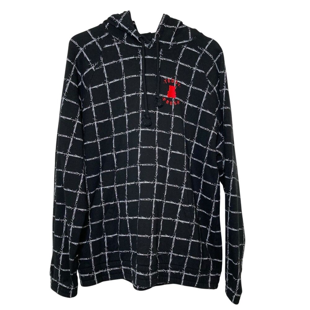 Teddy Fresh Barbed Wire Hoodie Men’s L 2020 Black Sweatshirt All Over Print Logo